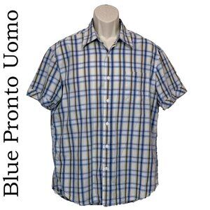 𝅺♥ Blue Pronto Uomo Plaid Short Sleeve Shirt